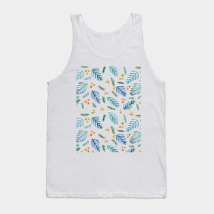 Christmas tree branches and berries - blue and orange Tank Top